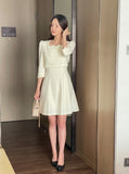Glyn Notch Square Tweed Flare One Piece Mini
