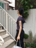 Padded Slav puff sleeve short-sleeved hooded T-shirt