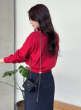 Zelvin unbalanced denim wrap skirt