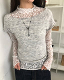 Nayu Flower Lace Polar Long Sleeve T-Shirt