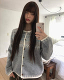 Sone Nordic Round Neck Long Sleeve Knit Cardigan