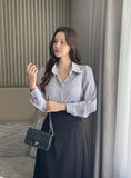 [Jewelry set] Pire Shirring Collar Blouse