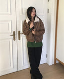 [fleece lining] Drom Suede Fluffy Fur Collar Mustang Jumper