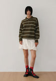 STRIPED COLLAR KNIT