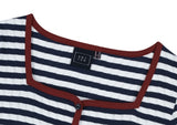 SQUARE NECK STRIPE CARDIGAN