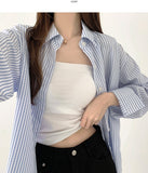 Striped loose fit long sleeve shirt