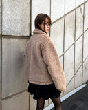 Ending Collar Pocket Duffle Wool Fluffy Fur Jacket