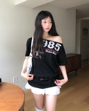 Vent Star Vintage Loose Fit One Shoulder Short Sleeve