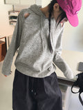 Onbee Shoulder Silt String Boxy Long Sleeve Hoodie