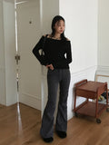 Wello Cozy Ribbed Off Shoulder Long Sleeve Knit