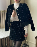 Gnut Frill Velvet Jacket Skirt Set