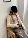 Runt vintage damage net net crop long sleeve knit