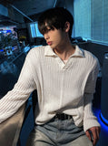 Open collar mesh knit