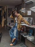 Reverse line wide denim pants