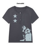 STAR2 Henley Neck Short Sleeve Tee