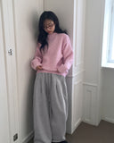 Como wool bokashi pastel thick loose fit round knit