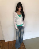 Shiroon Stud Cut Bootcut Washed Denim Pants