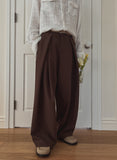 Leaf double pin tuck string wide slacks