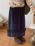 Oleden Velvet Frill Long Skirt