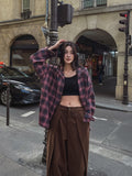 Solar loose fit hooded checkered shirt