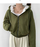 High Quality Full Mink Boa Fur Lining Thick Two-Way Crop Hood Zip-Up