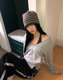 [Sweatshirt + Halterneck set] Doe Layered Holder Neck Sweatshirt