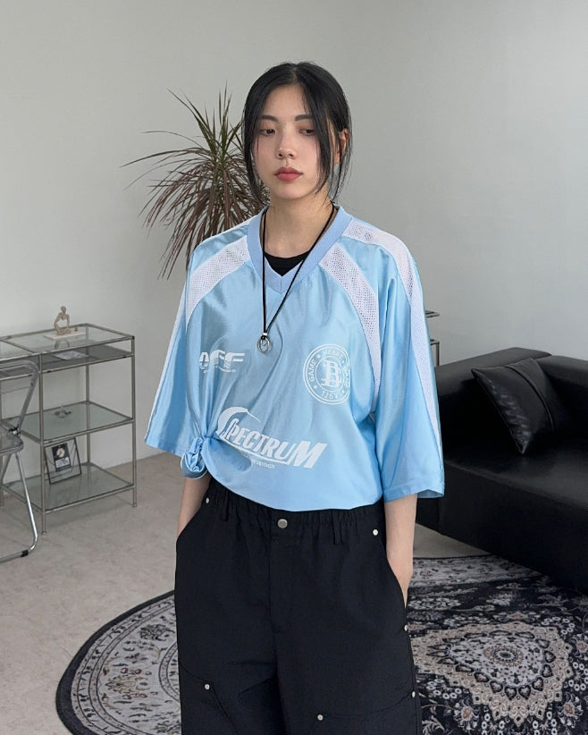 【SATIIIZ】Lekia Football Jersey Short Sleeve Tee SATIIIZ (サティーズ) - レキアフットボールジャージ半袖Tシャツ