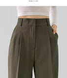 Slacks Flower Two Pintuck Inner Clip Wide Slacks Pants