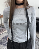 Marron Print Tension Long Sleeve Tee