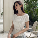Denrua Double Button Jacket Blouse