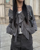 Ex Ribbon Ruffle Bolero Cardigan