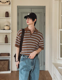 Bern Striped Collared Short Sleeve Knit