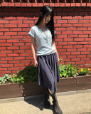 Badin Check Banding Midi Skirt