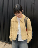 Lesa Cable Crop Collar Cardigan