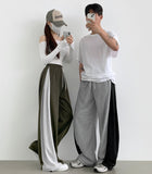 Two-Way Jogger Wide Side Folding Cut Two-Tone Training Pants