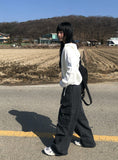 Mobo Banding Cargo Pintuck Wide Pants