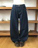 Racket Raw Back Adjust Wide Denim Pants