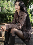 Velour tie stripe shirt