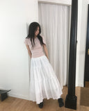 Tizen punching lace tiered long skirt