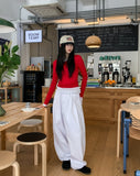 Vintz three-pin tuck balloon wide cotton pants