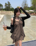 Moi Beads Halter Lace One Piece