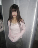 Matan Stripe Halter V-neck Long Sleeve T-shirt Set