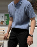 Cable collar short sleeve knit