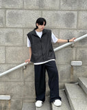 High neck denim vest