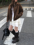 Camu Suede Slit Blouson Jacket