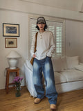 Norma Vintage Washing Wide Denim Pants