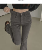Velvet Corduroy Brushed Slim-Fit Bootcut Span Pants