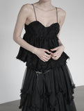 Black Swan Backless Fringe Bustier Top