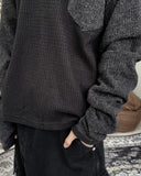 Lucene Two-Tone Fingerhole Henley Neck Knit