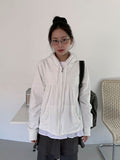 Sigyu Flower Lace Shirring Hood Zip-up